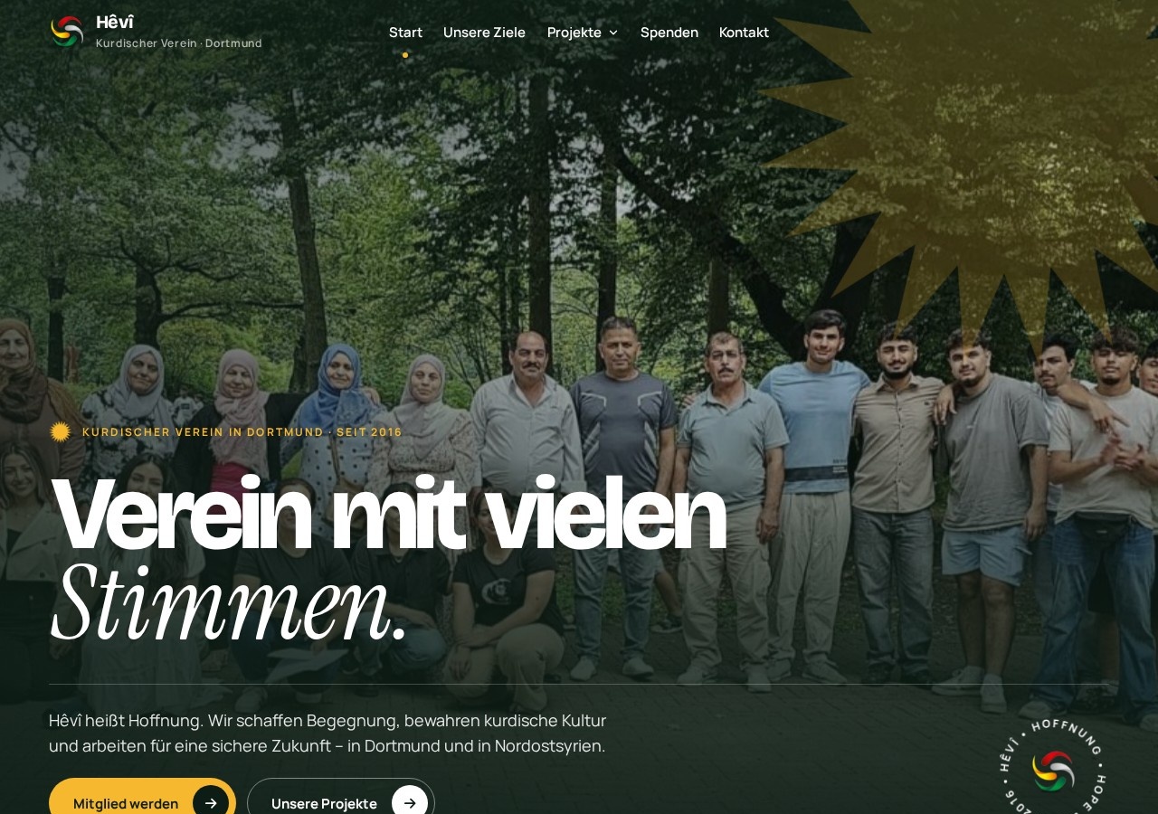 Website des Kurdischen Vereins Hêvî e. V. aus Dortmund